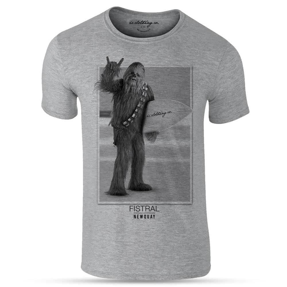 taxa Mary privilegeret Surfer Surfing Chewbacca Wookie Star Wars T-Shirt Grey - IC Clothing