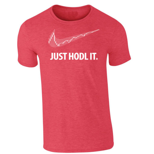 Just Hodl It Cryptocurrency T-Shirt Heather red Mens Bitcoin Ethereum Ripple BTC