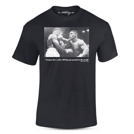Iron Mike Tyson Quote Punched In The Mouth Black T-Shirt