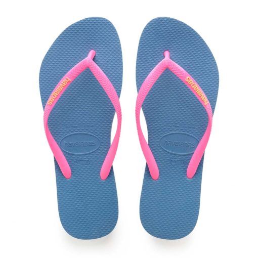 Havaianas Womens Slim Logo Pop Up Blue Flip Flops