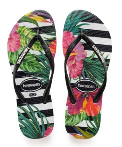 Havaianas Womens Slim Tropical Floral Black / Imperial Palace Flip Flops