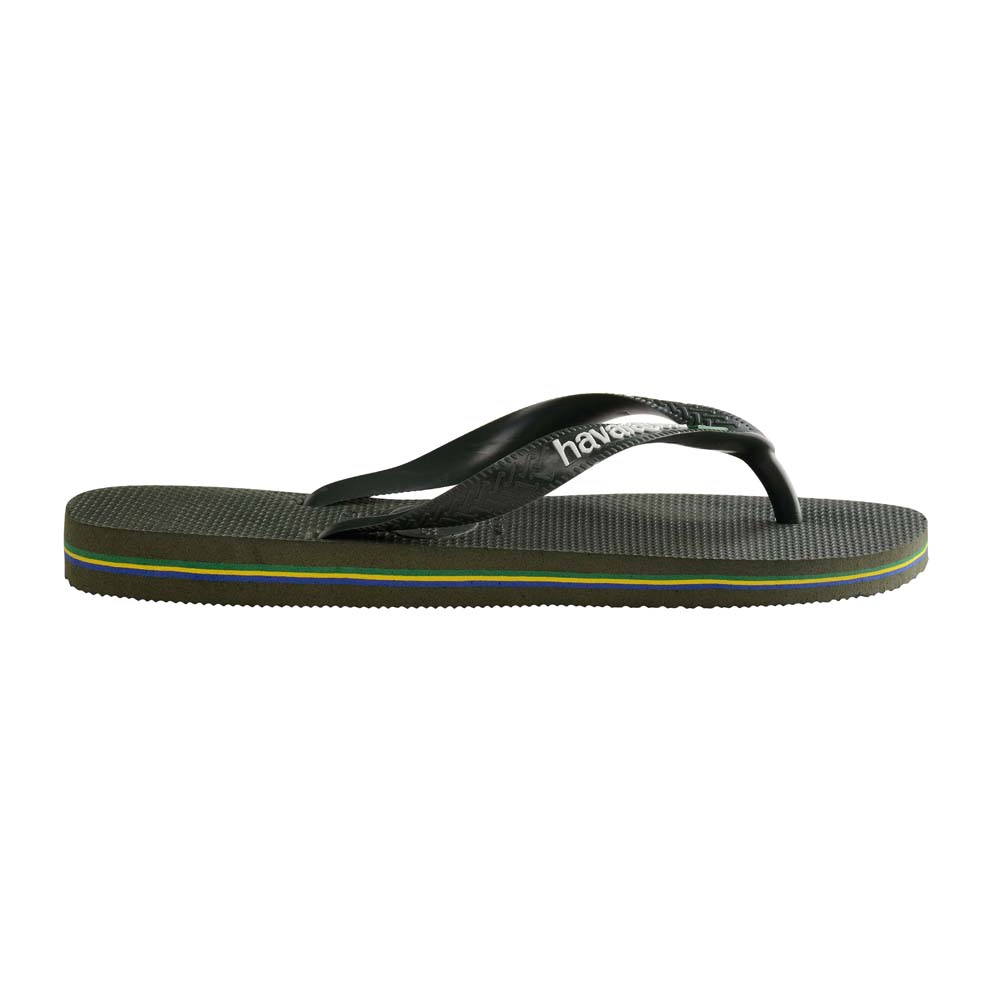Havaianas Mens Brasil Logo Green Olive Flip Flops - IC Clothing