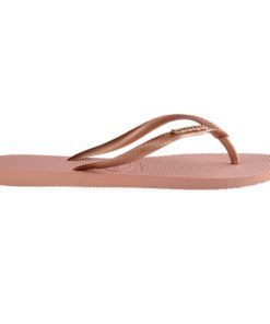 Havaianas Womens Slim Logo Metallic Rose Nude Flip Flops