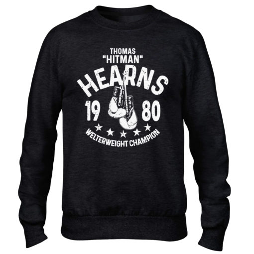 Thomas Hitman Hearns Black Training Boxing Premium Crew Sweater