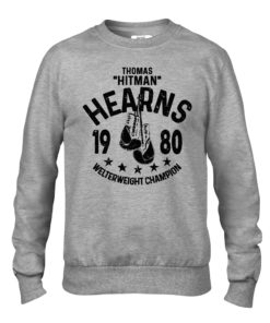 Thomas Hitman Hearns Grey Training Boxing Premium Crew Sweater