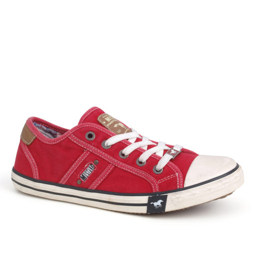 Mustang Red Canvas Ladies Trainers Pumps
